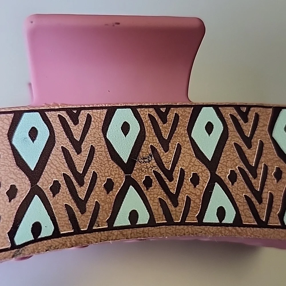 Boho Simulated Leather Turquoise Hair Claw Southwestern